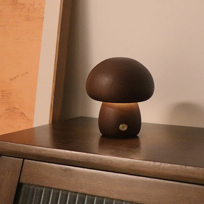 INS Wooden Cute Mushroom LED Night Light With Touch Switch  Bedside Table Lamp For Bedroom Childrens Room Sleeping Night Lamps Home Decor - Here2Save