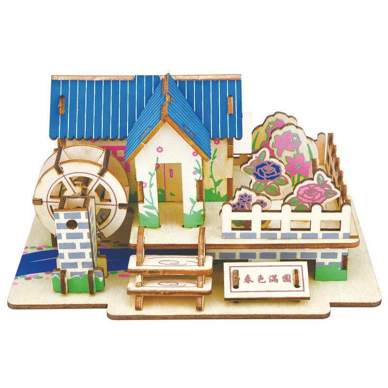 Wooden 3D house puzzle