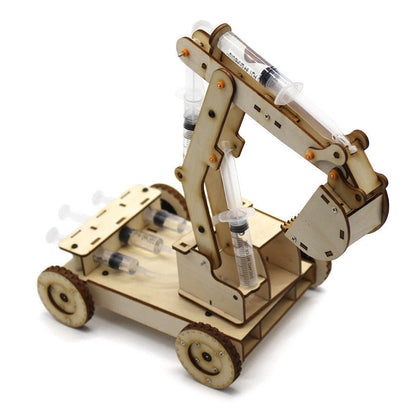 Wooden hydraulic excavator model