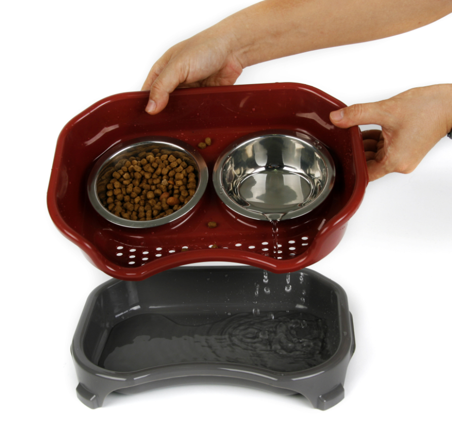 Cuenco para perros y gatos, cuenco doble para mascotas, a prueba de salpicaduras, cuenco de arroz para perros y gatos, cuenco de comida, cuenco de acero inoxidable