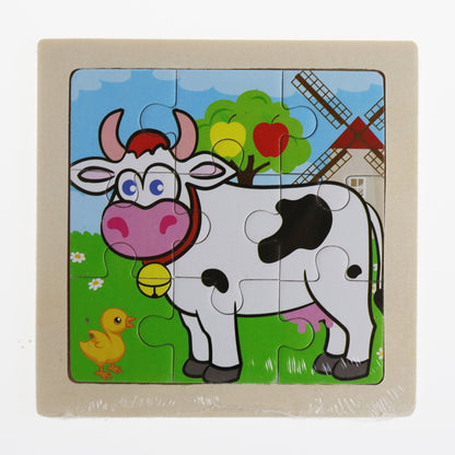 Children cartoon 3D puzzle 9 pieces puzzle animal wooden