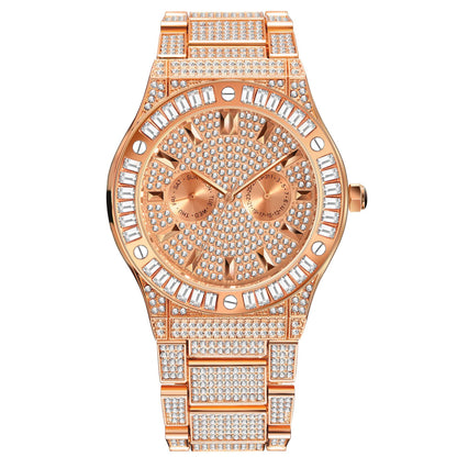 Hip Hop Style Diamond High-end Square Diamond Large Dial Waterproof Men's Quartz Watch