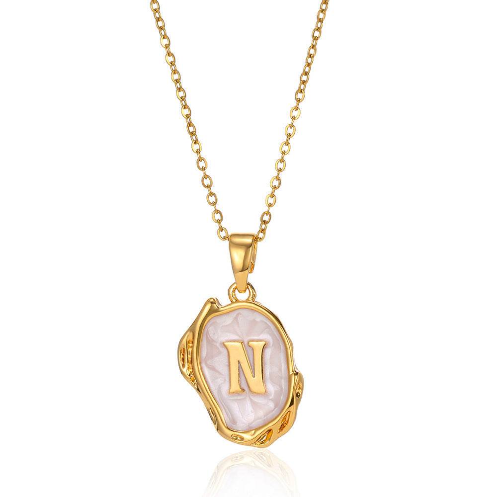 Simple 26 Letters Drop Oil Three-dimensional Necklace - Here2Save