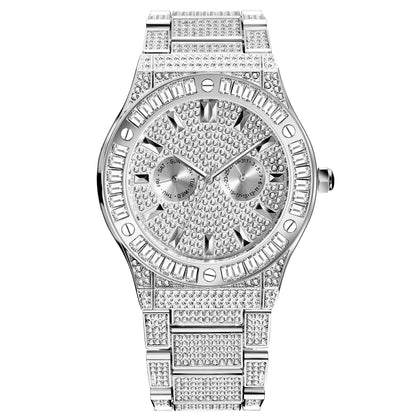 Hip Hop Style Diamond High-end Square Diamond Large Dial Waterproof Men's Quartz Watch