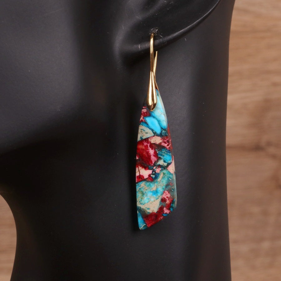 Geometric Flower Shape Pendant Earrings