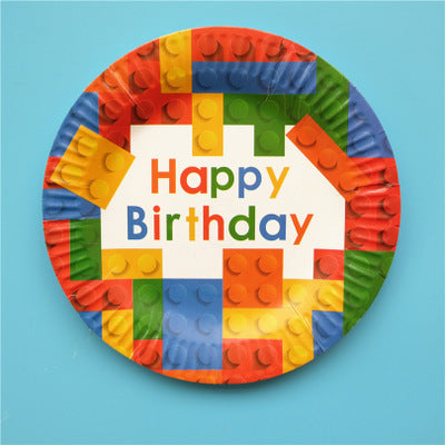 Building block brick theme birthday props