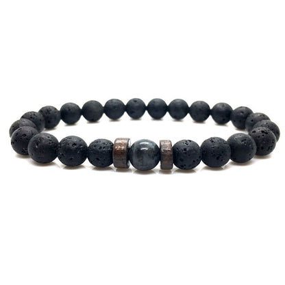 Personality Men's Black Volcanic Stone Bracelet - Here2Save