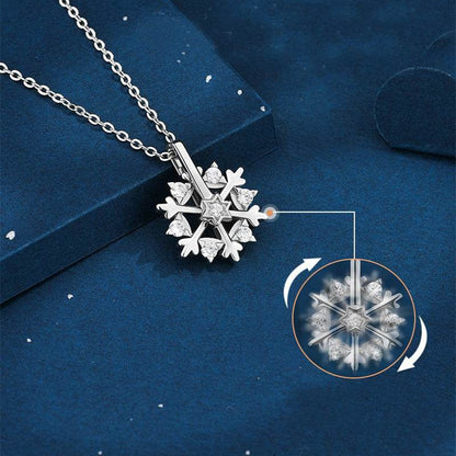 Rotatable 925 Silver Snowflake Necklace Women Luxury Niche Design Shiny Rhinestone Jewelry Autumn And Winter Birthday Gift For Friends - Here2Save
