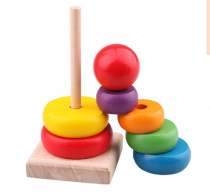 Children's educational wooden toys Rainbow Tower Jenga Stacks high