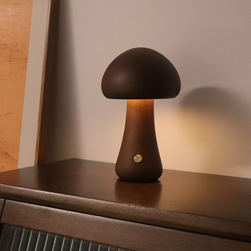 INS Wooden Cute Mushroom LED Night Light With Touch Switch  Bedside Table Lamp For Bedroom Childrens Room Sleeping Night Lamps Home Decor - Here2Save