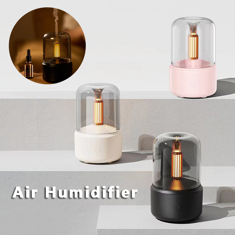 Atmosphere Light Humidifier Candlelight Aroma Diffuser Portable 120ml Electric USB Air Humidifier Cool Mist Maker Fogger 8-12 Hours With LED Night Light - Here2Save