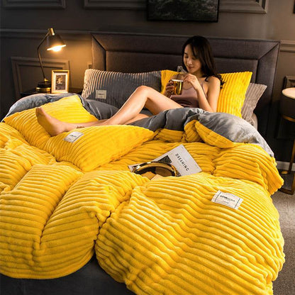 Single Double Quilt Cover Three-piece Set Winter Body Keep Warm - Here2Save