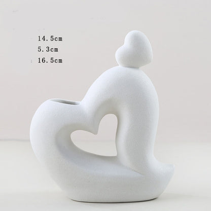 Ceramic Vase Home Decor Room Decoration Sculpture Matte Abstract Character Vase Statue Living Room Decoration Desktop Pen Holder