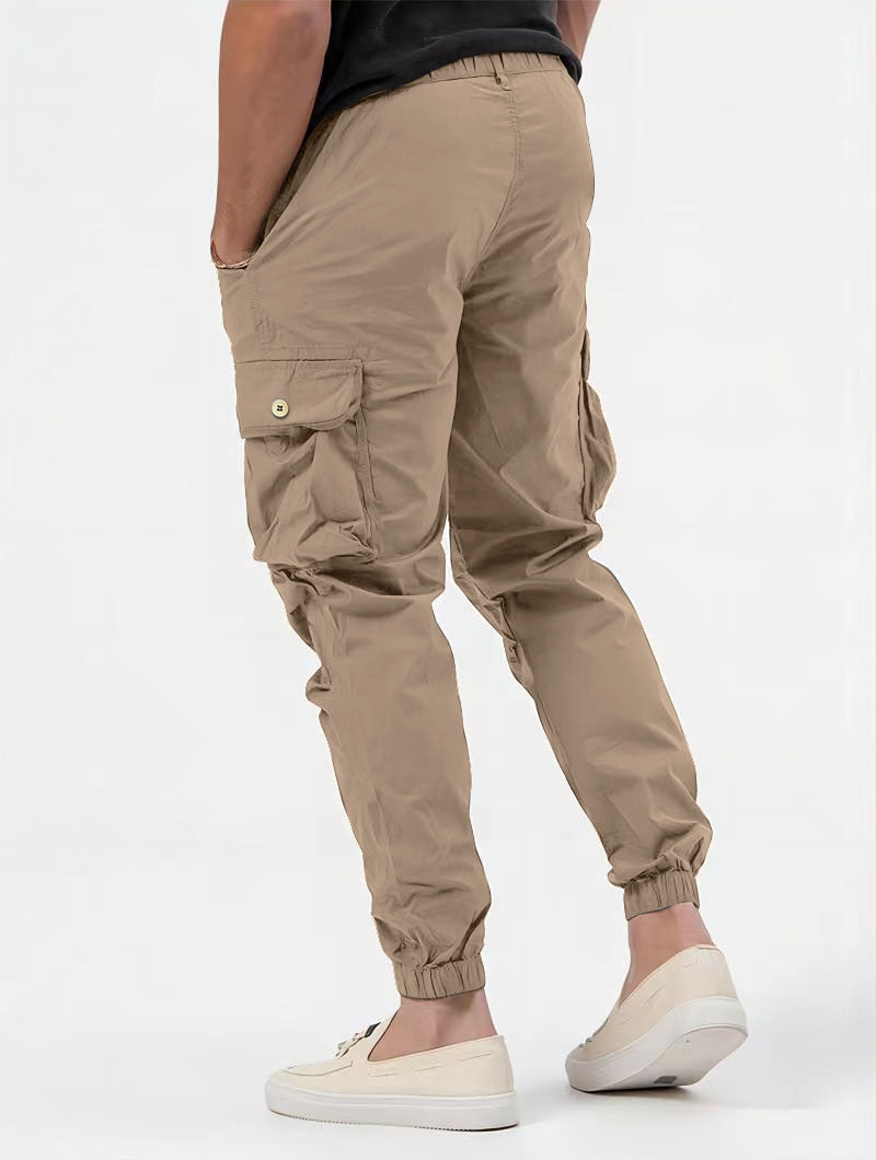 Pantalones cargo para hombre con bolsillos tridimensionales Pantalones casuales de color sólido