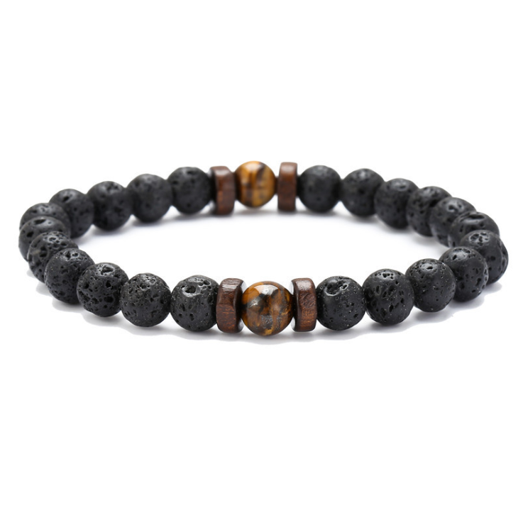 Personality Men's Black Volcanic Stone Bracelet - Here2Save