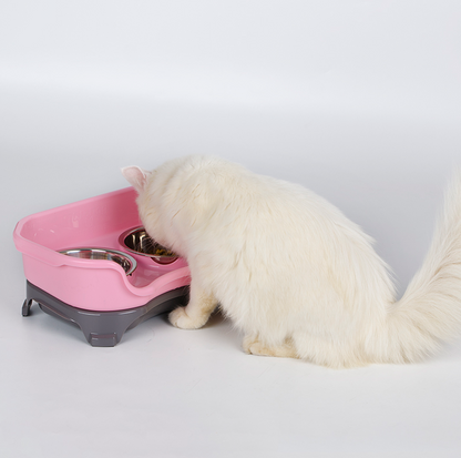 Cuenco para perros y gatos, cuenco doble para mascotas, a prueba de salpicaduras, cuenco de arroz para perros y gatos, cuenco de comida, cuenco de acero inoxidable