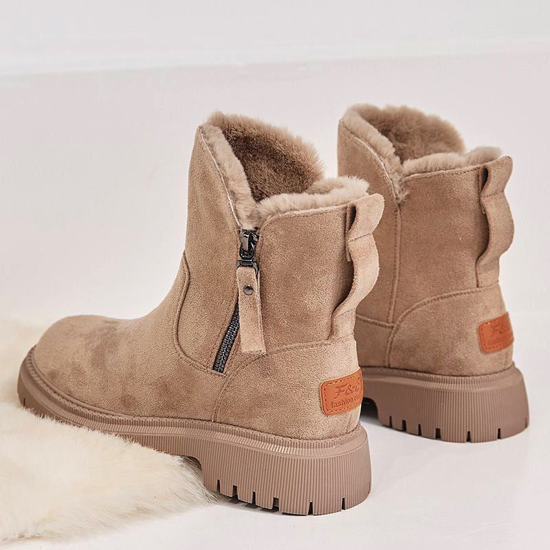 Botas de nieve de felpa gruesas para mujer, zapatos de invierno antideslizantes de gamuza sintética