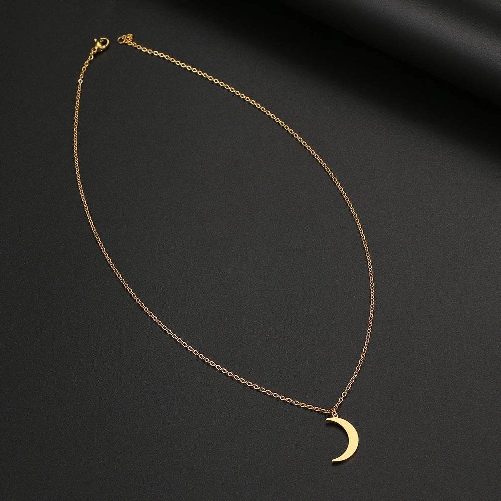 Women's Fashion Simple Stainless Steel Moon Pendant Necklace - Here2Save