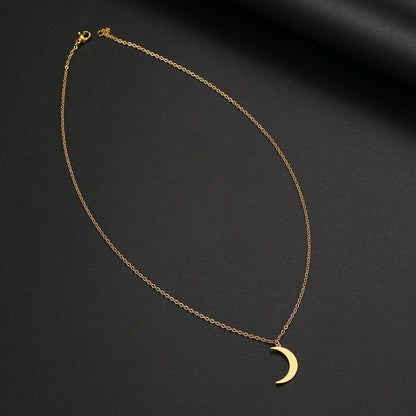 Women's Fashion Simple Stainless Steel Moon Pendant Necklace