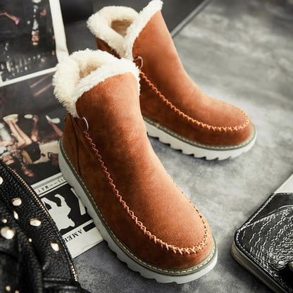 Flats Shoes Women Winter Snow Boots Warm Plush Ankle Booots