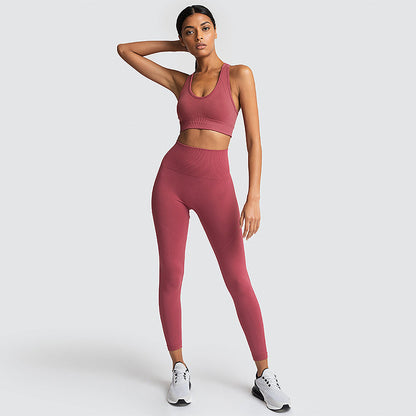 Conjunto Gimnasio Sin Costuras Nylon Mujer Ropa Deportiva