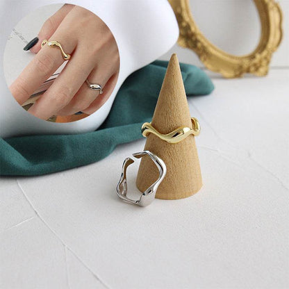 S925 Rings Ins Minimalist Irregular Wavy Glossy Ring For Women - Here2Save