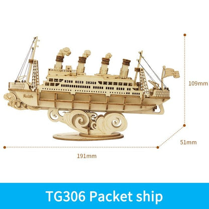 Wooden Puzzle Games Boat & Ship Model Toys For Children Kids Girls Birthday Gift