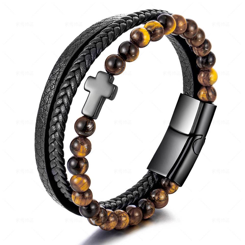 Cross Multi-layer Stainless Steel Men's Bracelet - Here2Save
