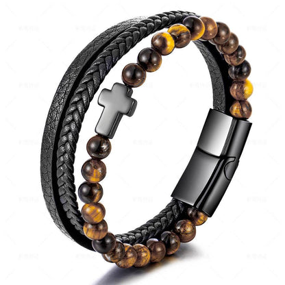 Cross Multi-layer Stainless Steel Men's Bracelet - Here2Save