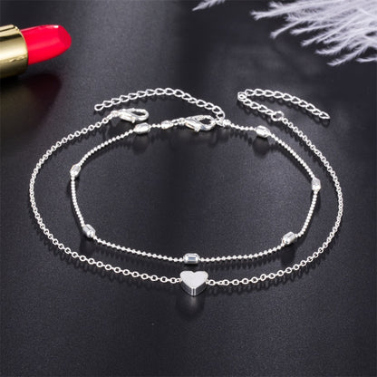 Double-layered anklet Retro beach ball chain heart-shaped anklet - Here2Save