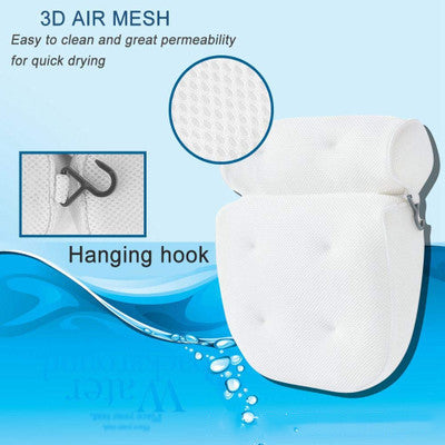 6 suction cups bath pillow 3D net bathtub pillow