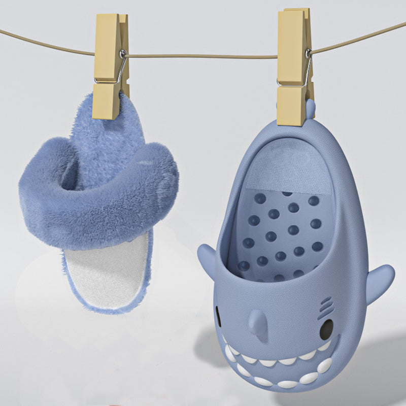 Winter Shark Slippers Detachable Warm Fuzzy Slippers Bedroom House Shoes Women - Here2Save