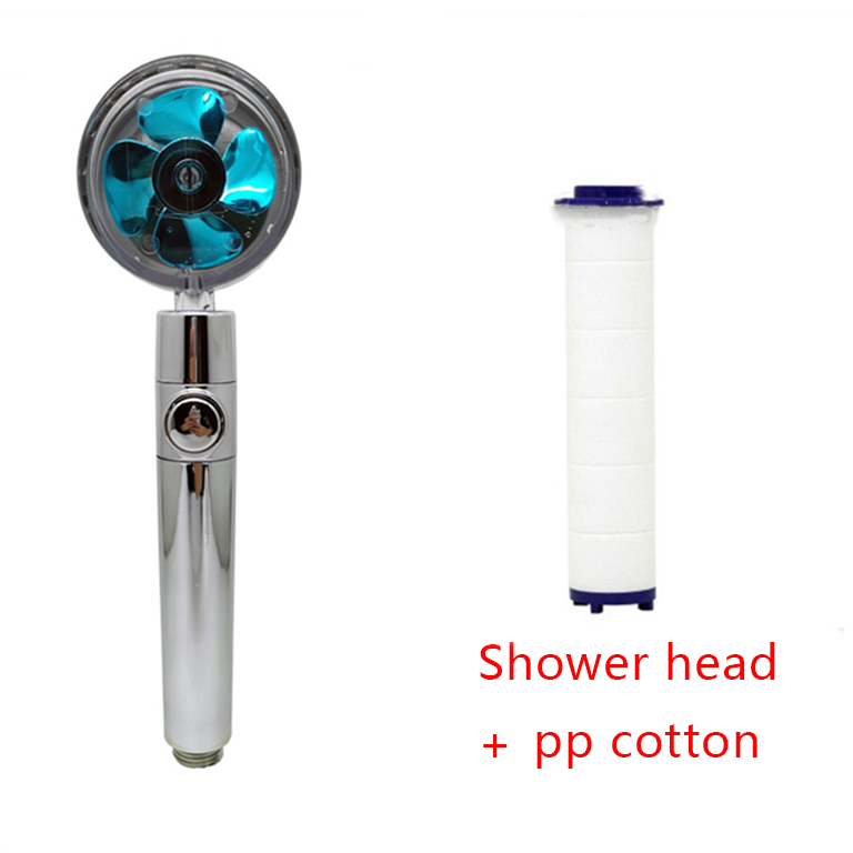 Shower Head Water Saving Flow 360 Degrees Rotating With Small Fan ABS Rain High Pressure Spray Nozzle Bathroom Accessories - Here2Save