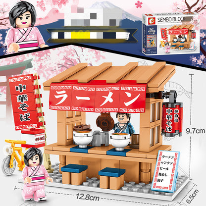 Japanese style street view city building blocks