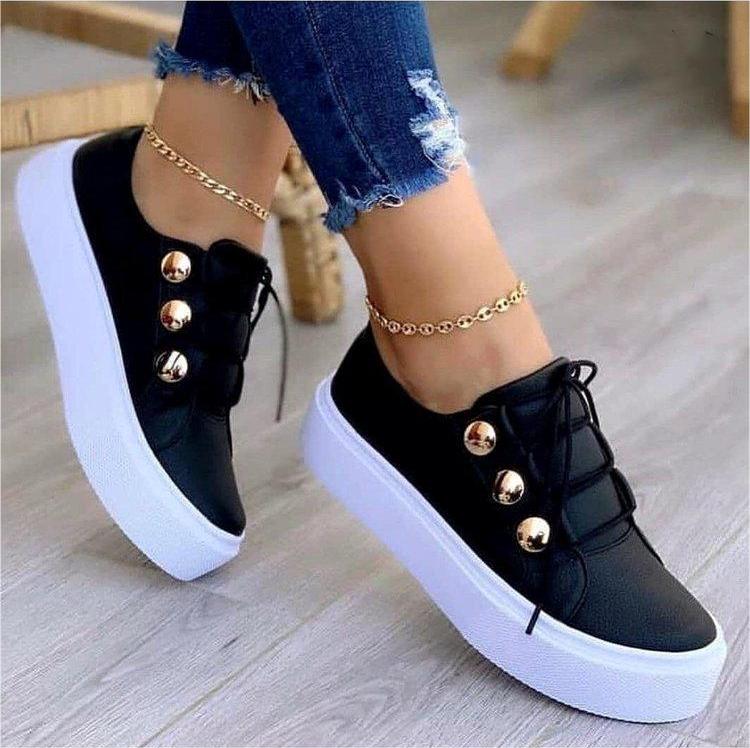 Zapatillas planas con cordones Zapatos casuales con remaches para mujer