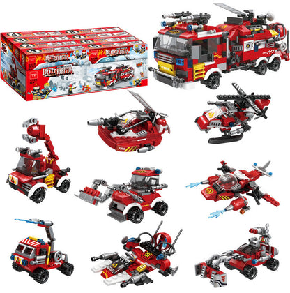 Assembled building blocks 8-in-1 city fire brigade boy educational toy