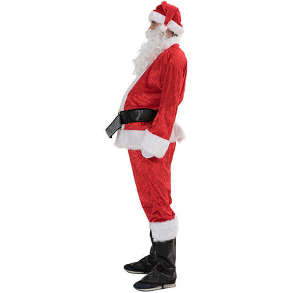 Disfraz de Papá Noel de talla grande para adultos, hombres y mujeres, disfraz de Carnaval de Navidad, traje rojo de talla grande, disfraces elegantes