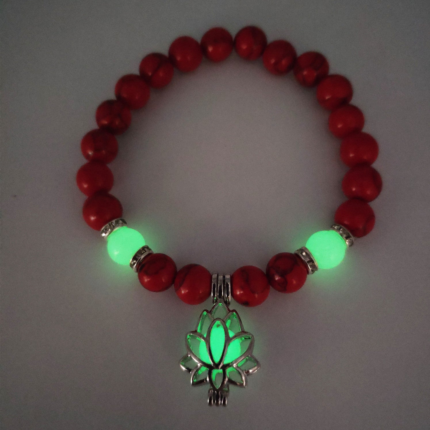 Energy Luminous Lotus Natural Stone Bracelet Yoga Healing Luminous Glow In The Dark Charm Beads Bracelet For Men Women Prayer Buddhism - Here2Save