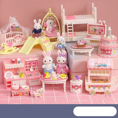 Bunny Bedroom Kitchen Girl Doll Cake Play House Children's Toys