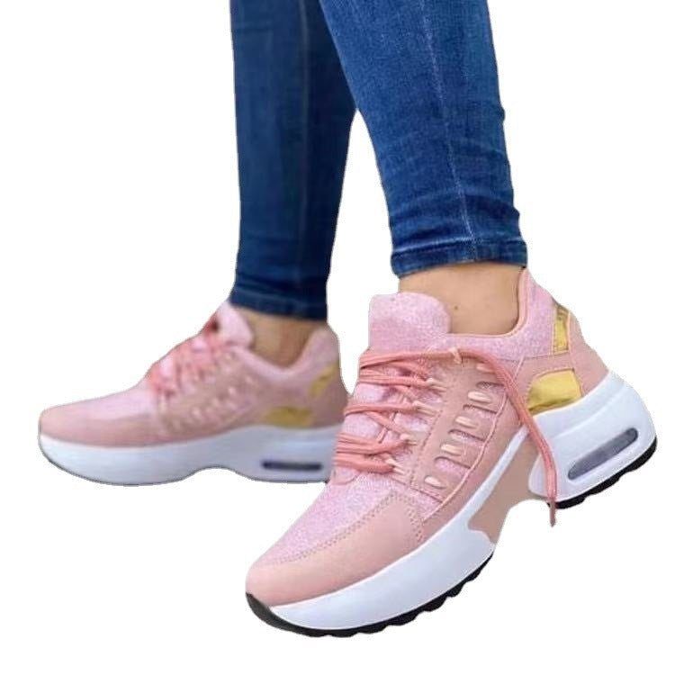 Zapatillas con cordones Mujer Tacón de cuña Zapatos deportivos para correr