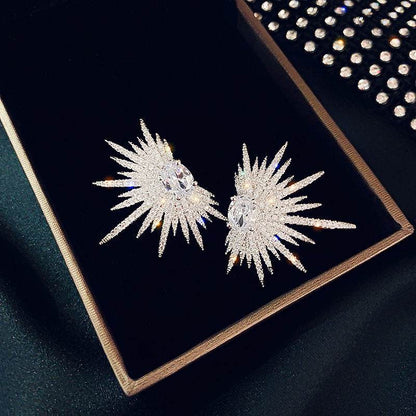 Silver Needle Luxury Net Red Tide Zircon Stud Earrings Atmospheric Fashion - Here2Save