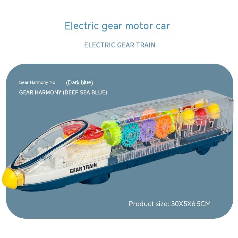 Transparent Gear Motor Car CRH Harmony Electric Universal Light Children's Educational Toys