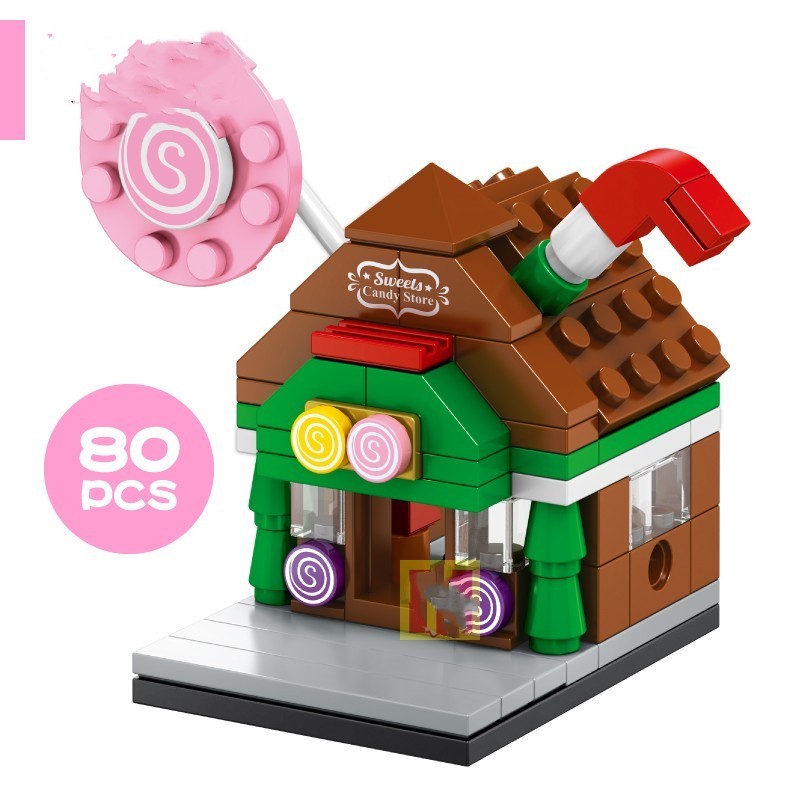 Building Blocks Mini Street View City Small House Mall Bridal Shop Girl Piecing