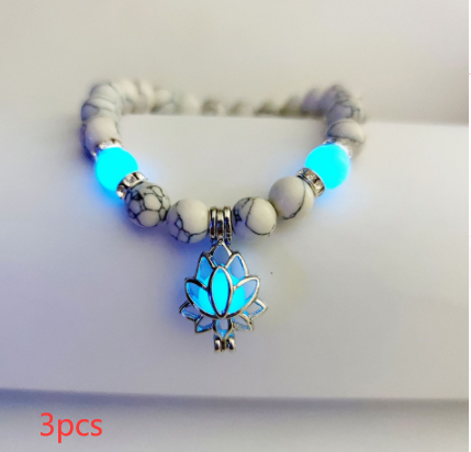 Energy Luminous Lotus Natural Stone Bracelet Yoga Healing Luminous Glow In The Dark Charm Beads Bracelet For Men Women Prayer Buddhism - Here2Save