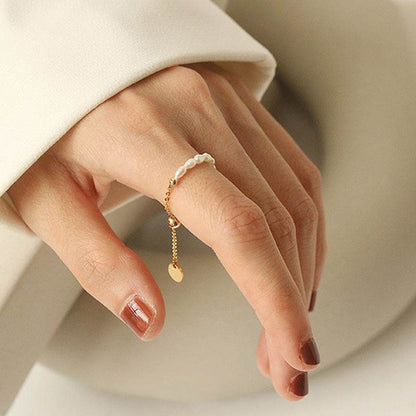 Pearl Rings Stretch Adjustable Soft Chain Women's End Ring - Here2Save