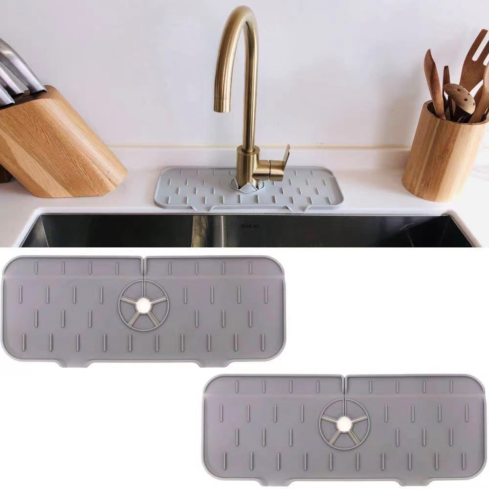 Kitchen Silicone  Faucet Absorbent Mat Sink Splash Guard Silicone Faucet Splash Catcher Countertop Protector For Bathroom Kitchen Gadgets - Here2Save