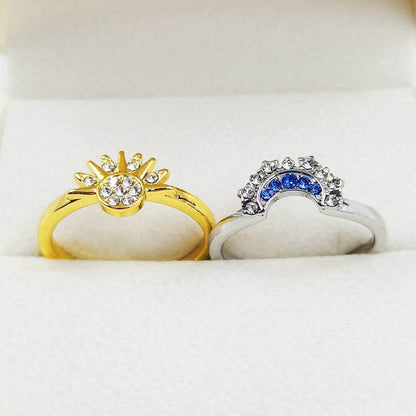Sun And Moon Rings Couple Rhinestones Ring For Love Valentine's Day Jewelry - Here2Save