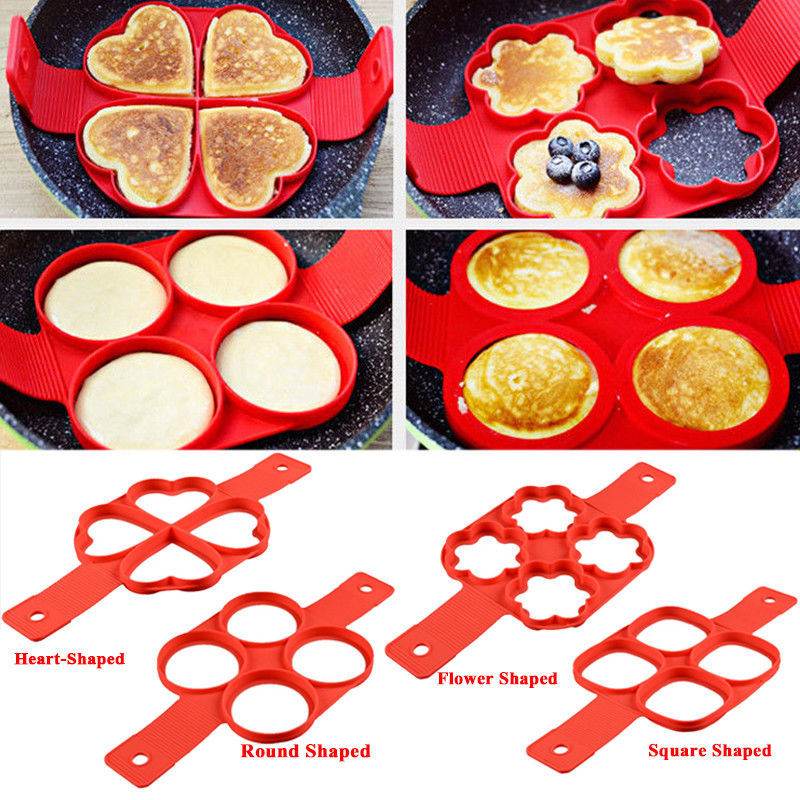 Silicone Non Stick Fantastic Egg Pancake Maker Ring Kitchen Baking Omelet Molds Flip Cooker Egg Ring Mold - Here2Save