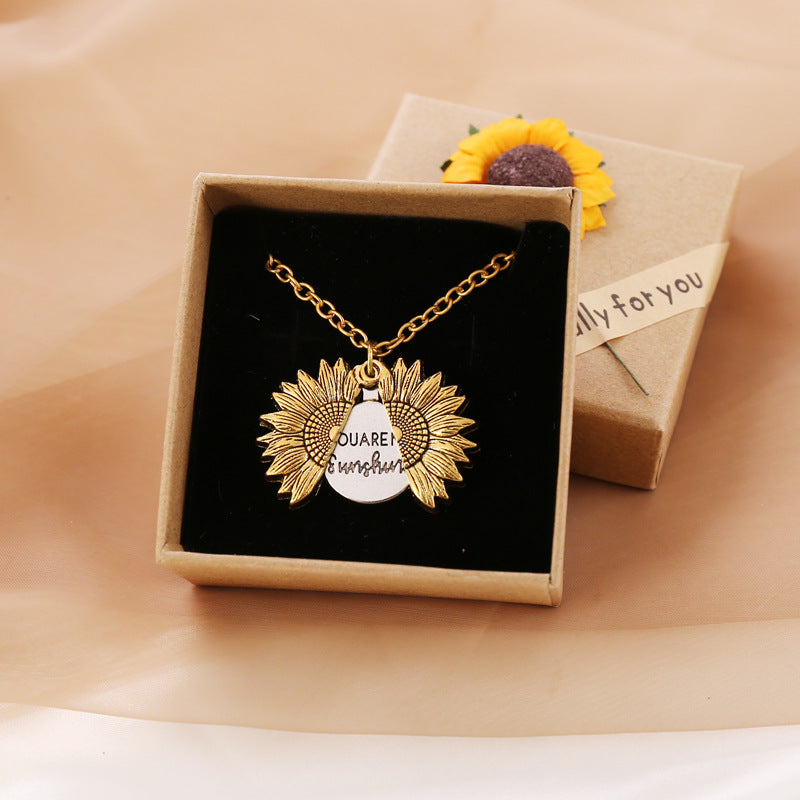 You Are My Sunshine Sunflower Necklace Women Men - Here2Save