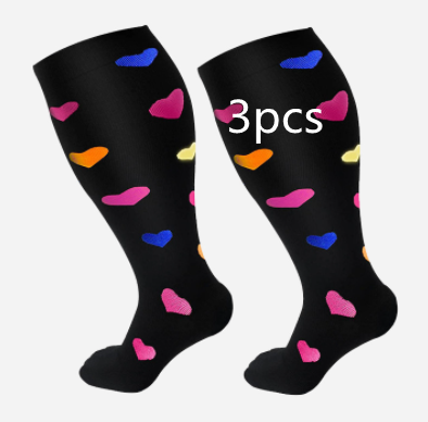 Plus Size Compression Socks Men's And Women's Pressure Socks High Elasticity Fat Socks Sports Fitness Printing Running Socks - Here2Save